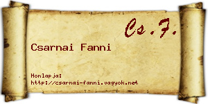 Csarnai Fanni névjegykártya